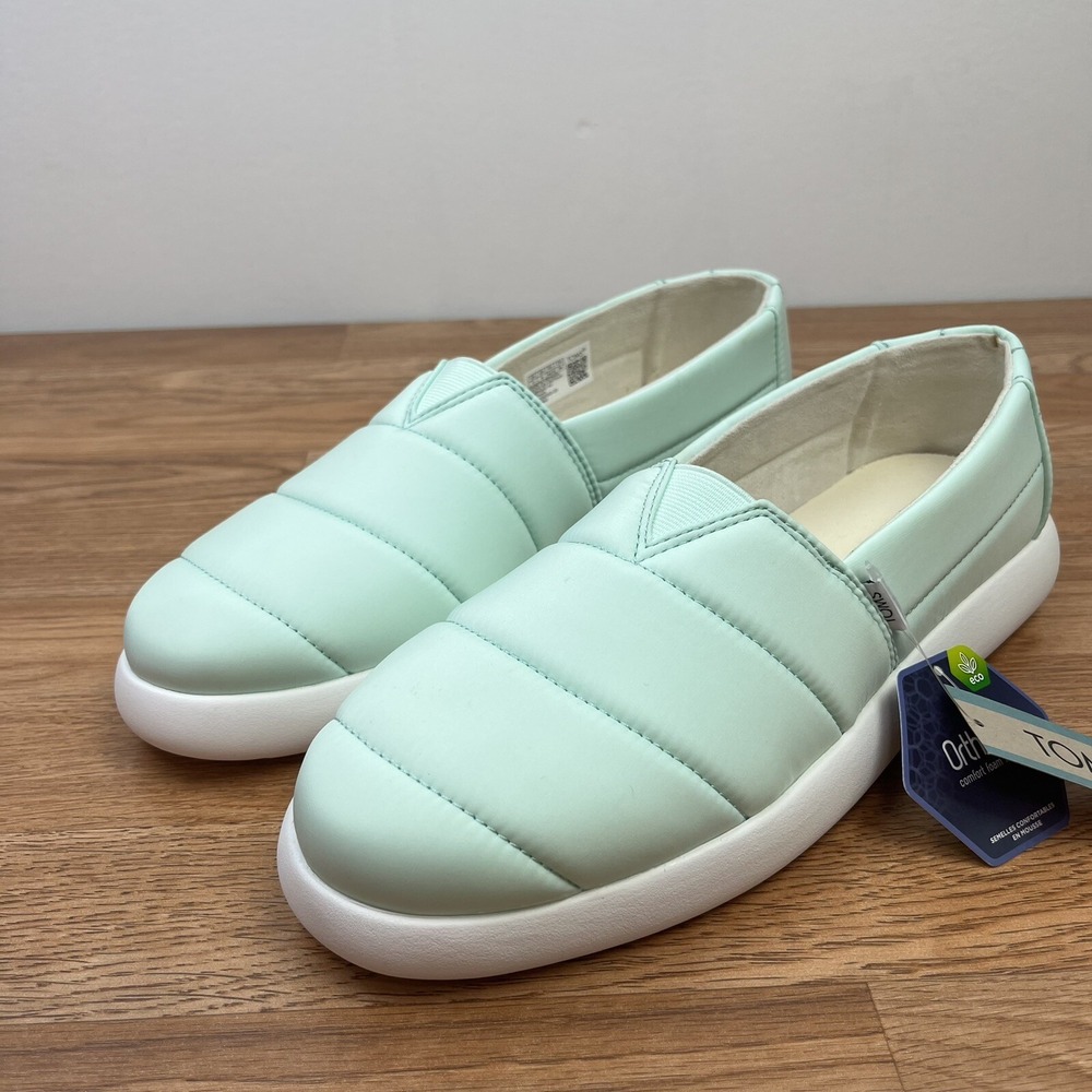TOMS Alpargata Mallow Quilted Slip-on Shoes Mint‎ Green Women's Size 11 NEW